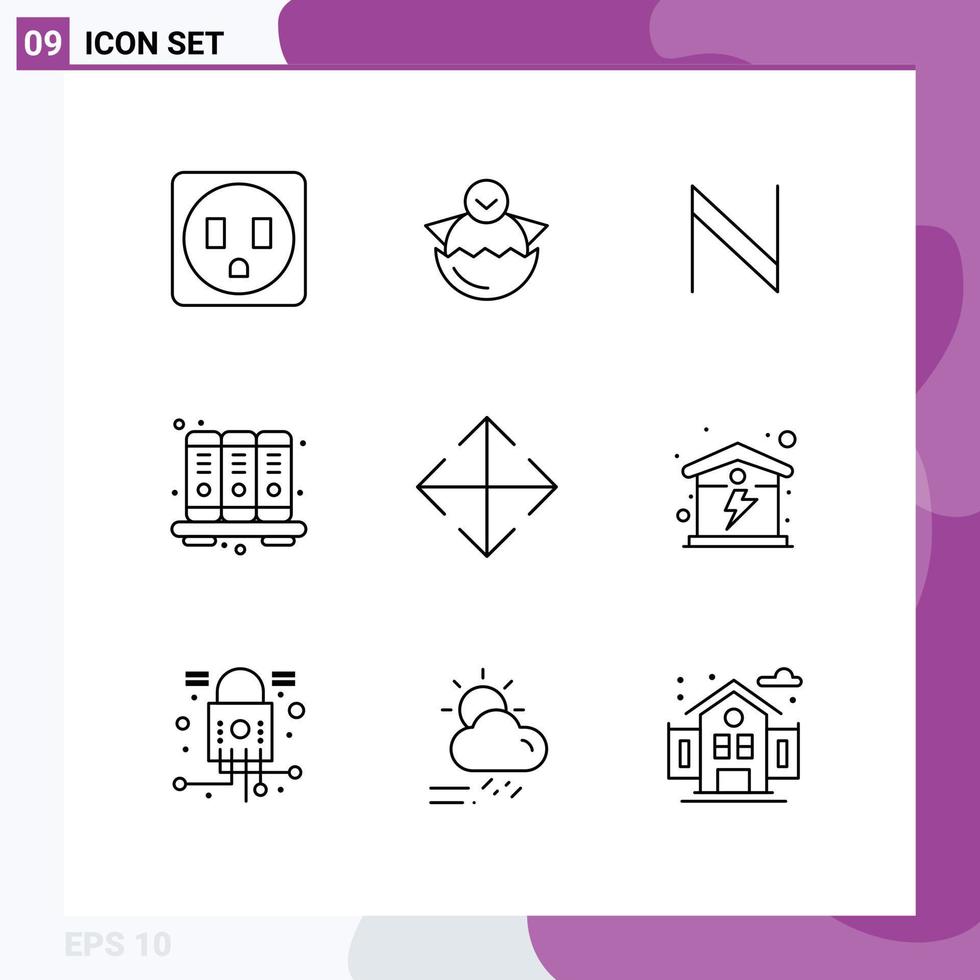 Group of 9 Outlines Signs and Symbols for electric move crypto arrow knowledge Editable Vector Design Elements