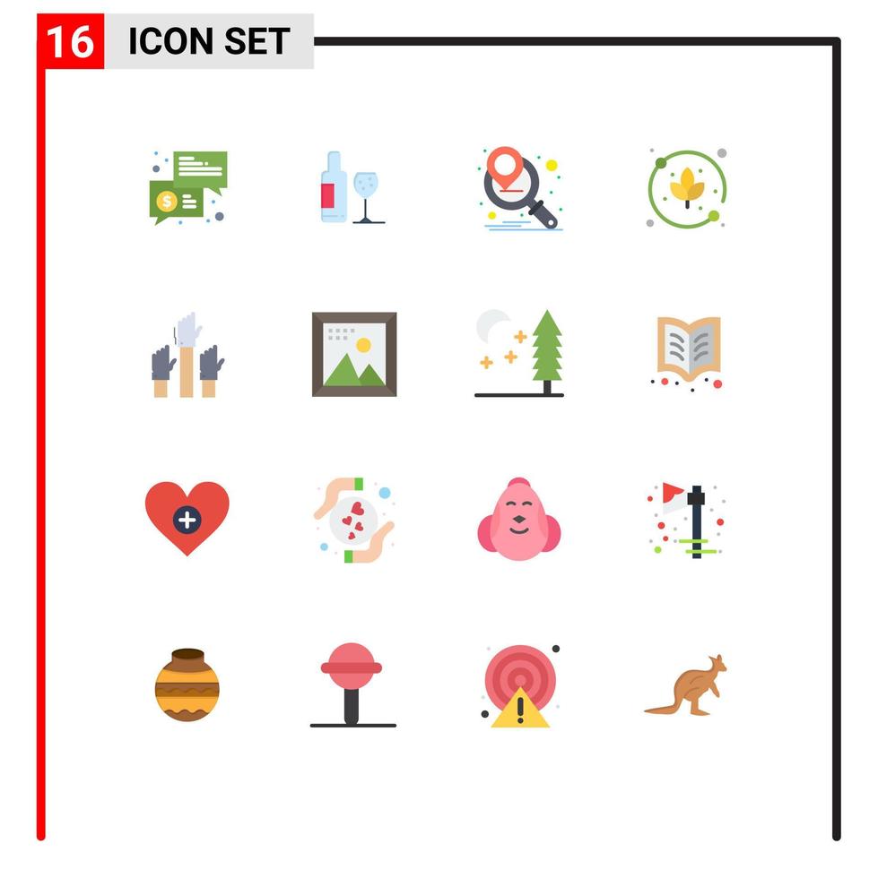 Set of 16 Modern UI Icons Symbols Signs for desire aspiration love agriculture leaf Editable Pack of Creative Vector Design Elements