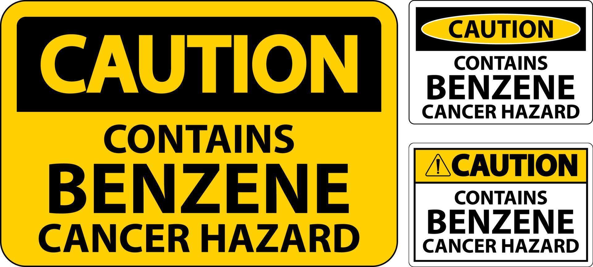 Caution Contains Benzene Sign On White Background vector