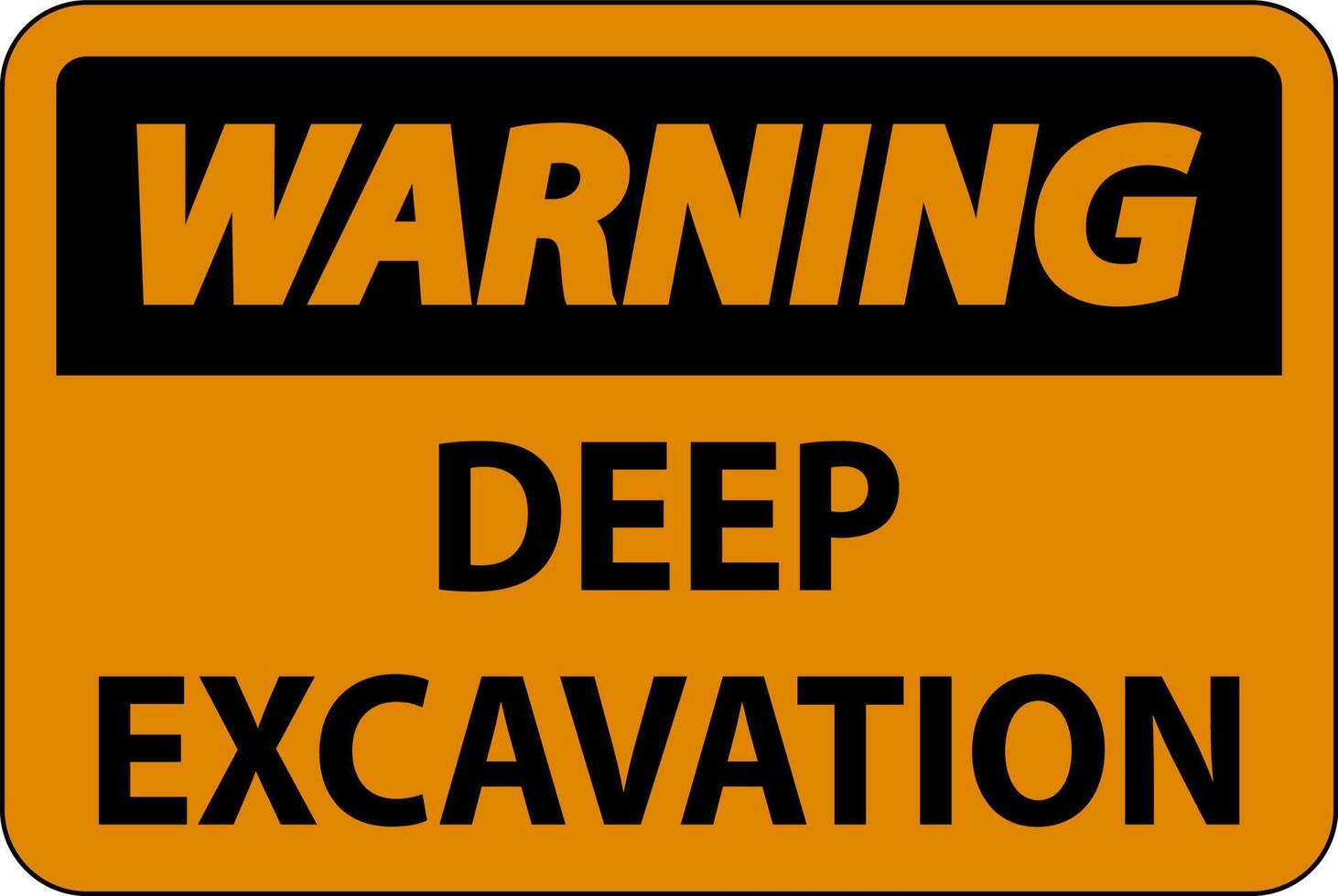 Deep Excavation Warning Sign On White Background vector