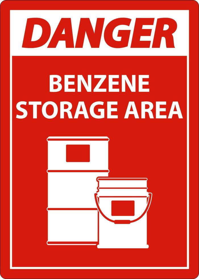 Danger Benzene Storage Area Sign On White Background vector