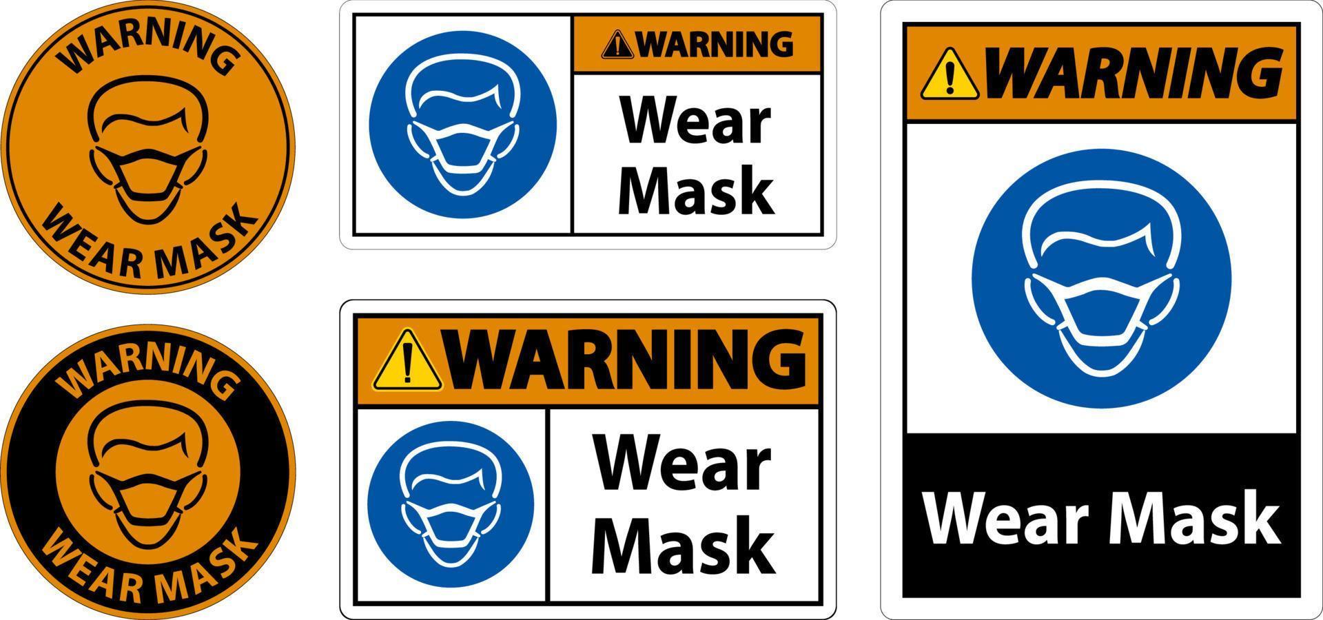 Warning Wear Mask Sign On White Background vector
