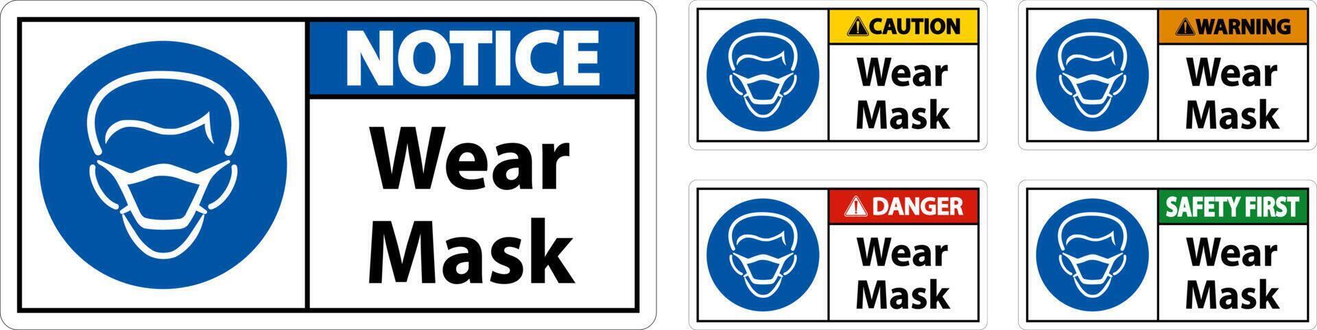 Wear Mask Sign On White Background vector