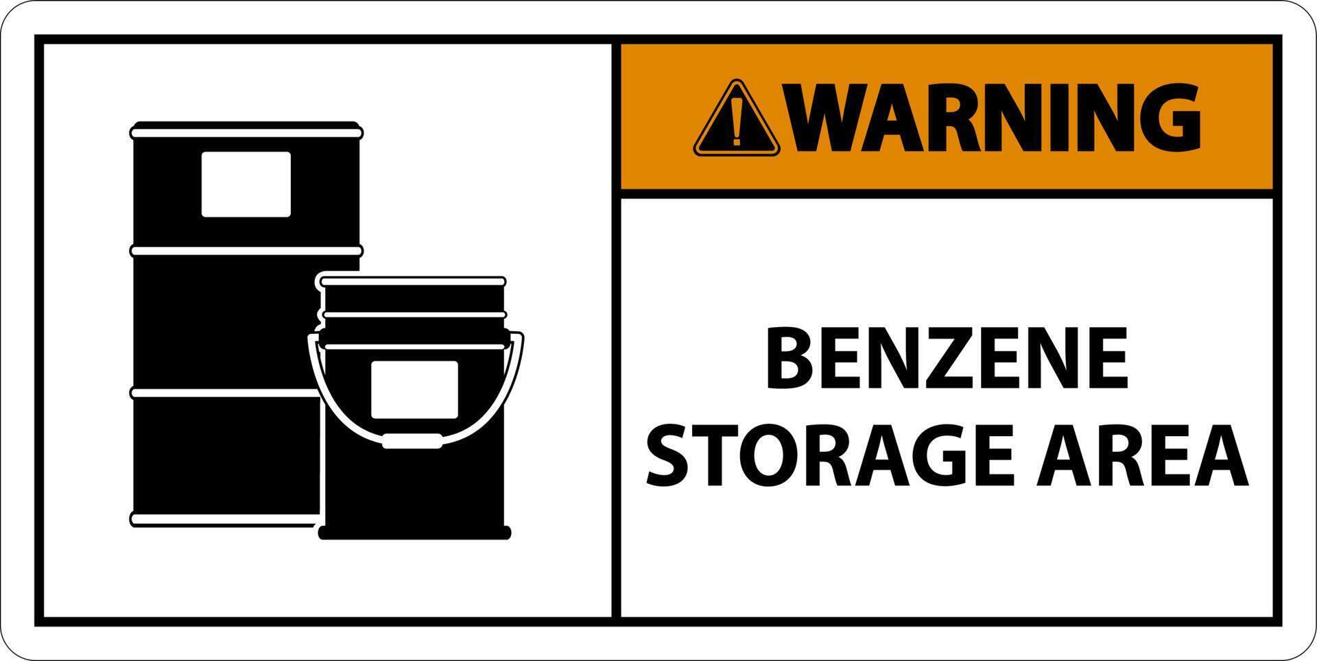 Warning Benzene Storage Area Sign On White Background vector