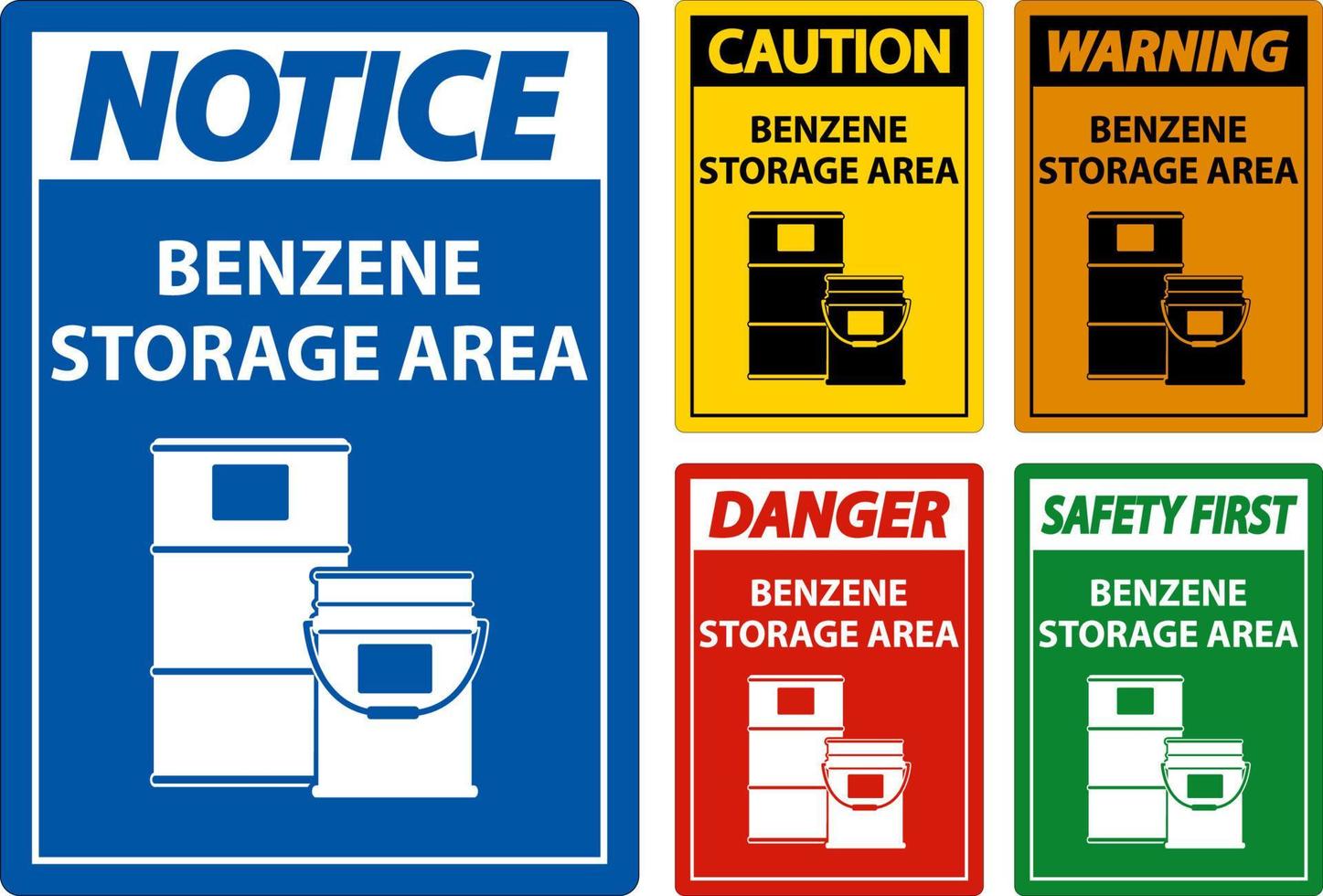 Caution Benzene Storage Area Sign On White Background vector