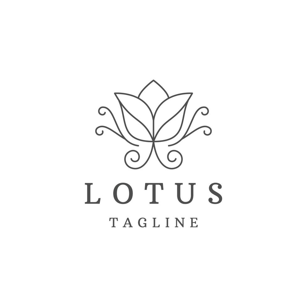 Flower lotus line logo icon design template flat vector