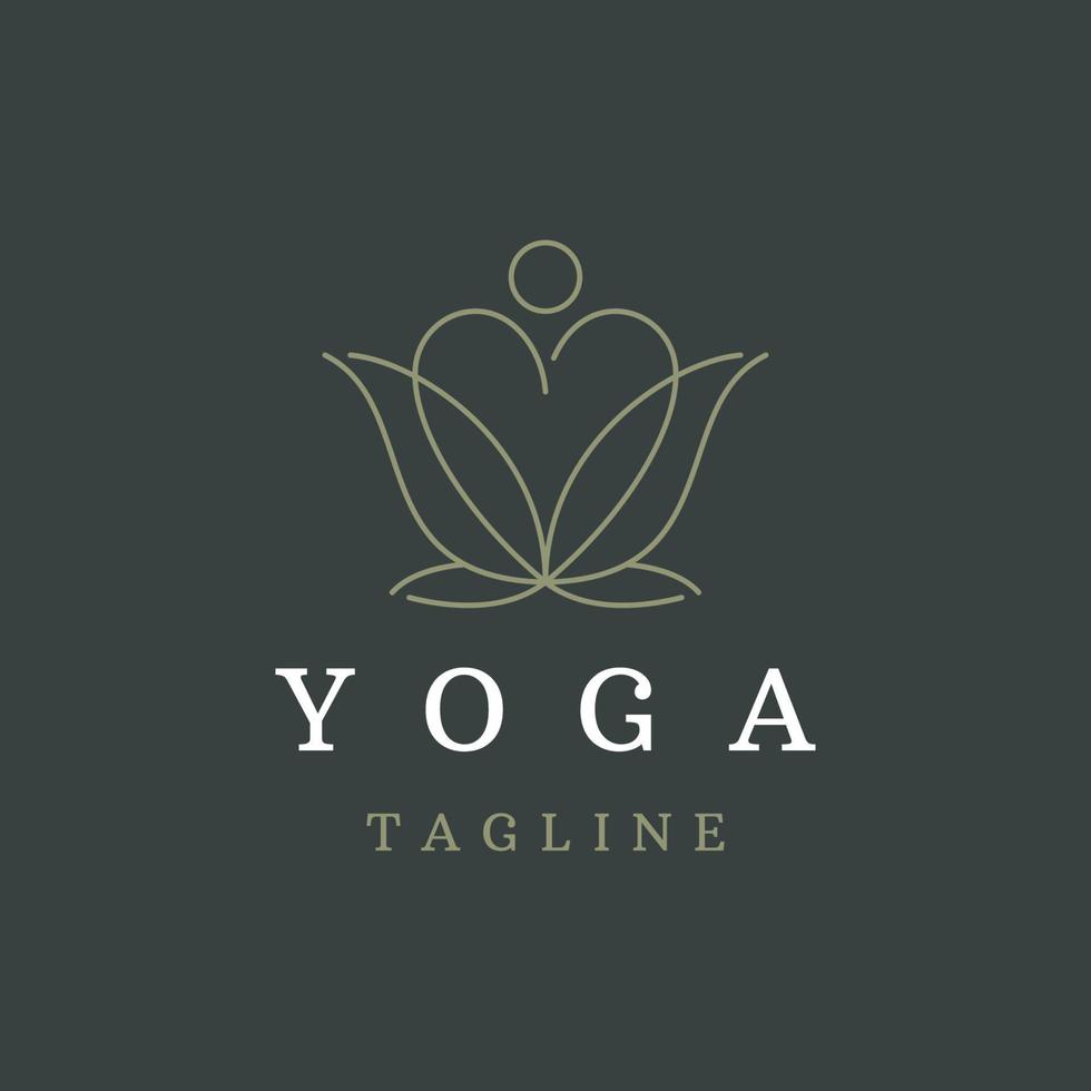 Yoga line logo icon design template flat vector