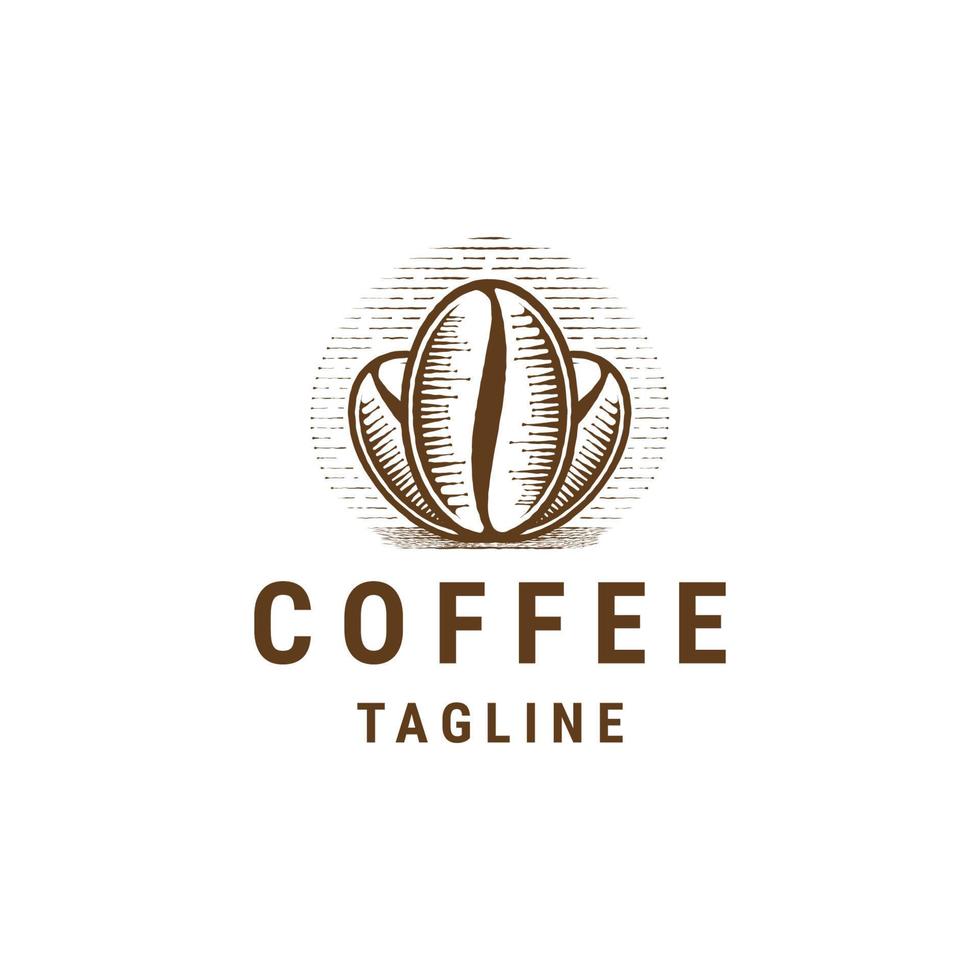 vector plano de plantilla de diseño de icono de logotipo de cafetería o granos de café