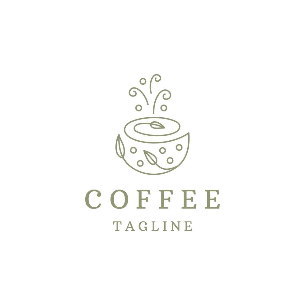 Nature coffee line logo icon design template flat vector