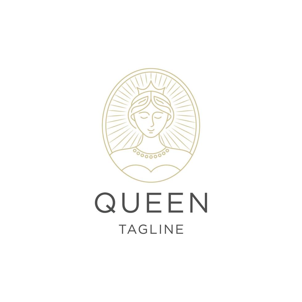 Queen line logo icon design template flat vector