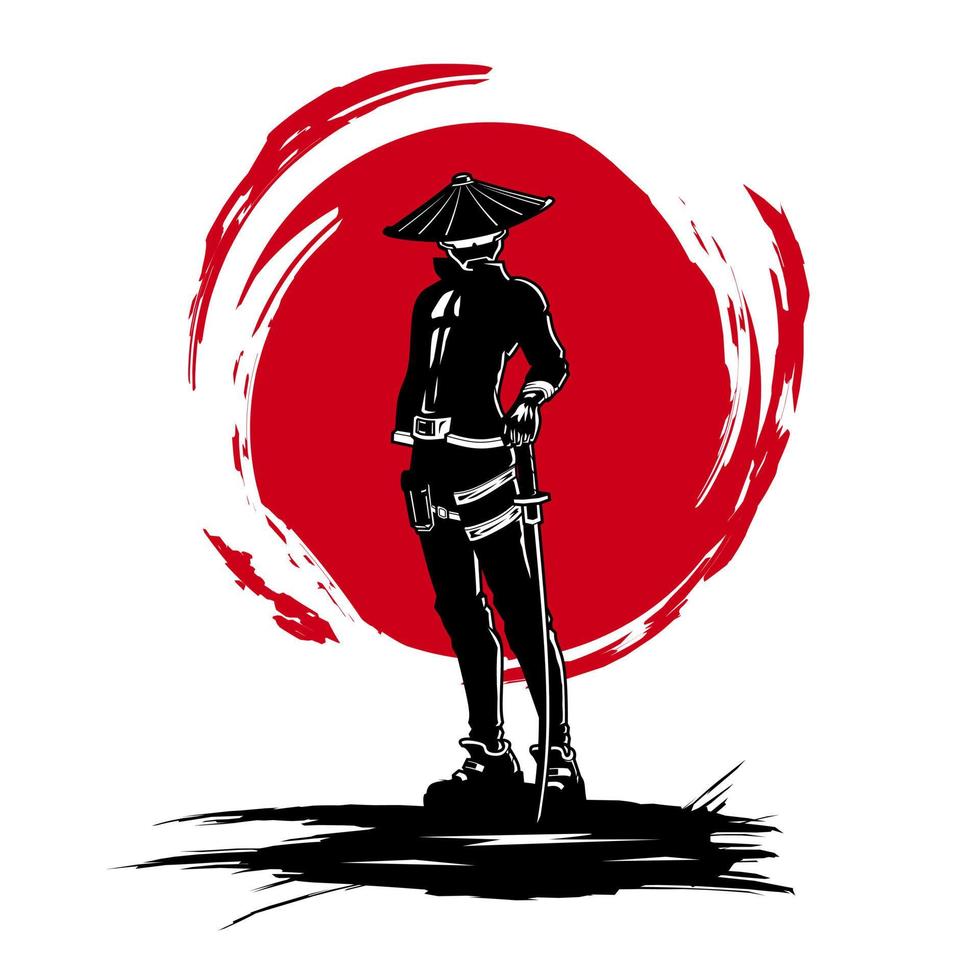 samurai el diseño del luchador japonés para camisetas y mercadería. ilustración de logotipo vectorial abstracto. vector