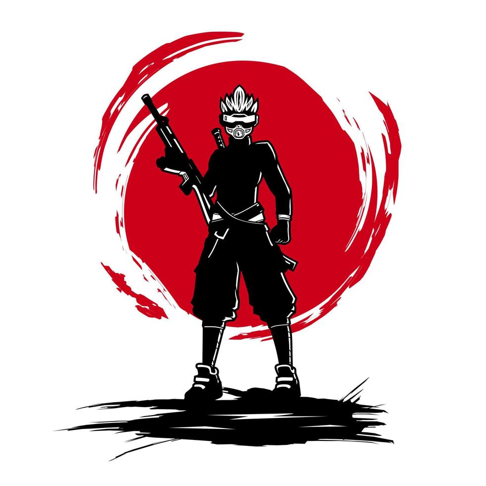 Samurai the Japanese fighter man design for t-shirt and merchandise. Abstract vector logo illustration.