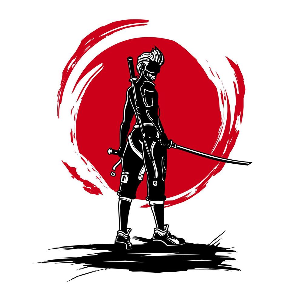 Samurai the Japanese fighter man design for t-shirt and merchandise. Abstract vector logo illustration.