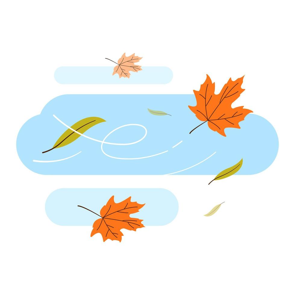 algunas hojas de otoño caen en el viento concepto ilustración diseño plano vector eps10