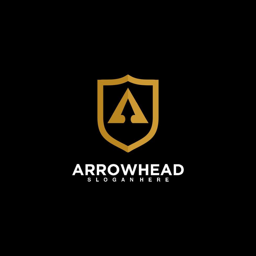 arrow head shield vector initial A logo design