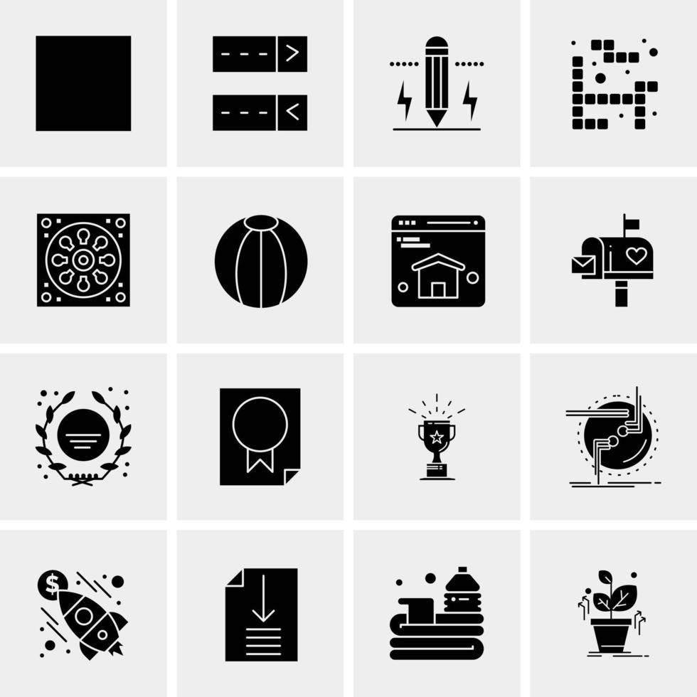 16 iconos de negocios universales vector ilustración de icono creativo para usar en proyectos relacionados con la web y dispositivos móviles