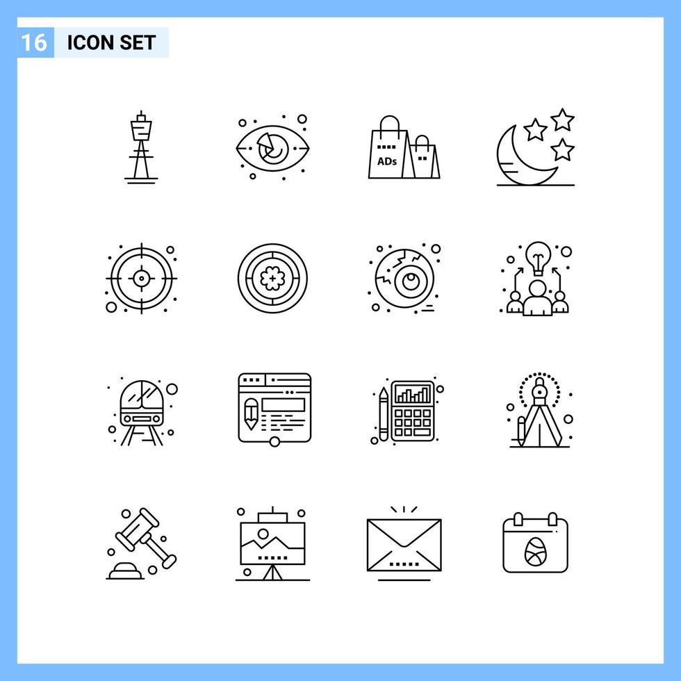 16 Icons Line style Creative Outline Symbols Black Line Icon Sign Isolated on White Background vector