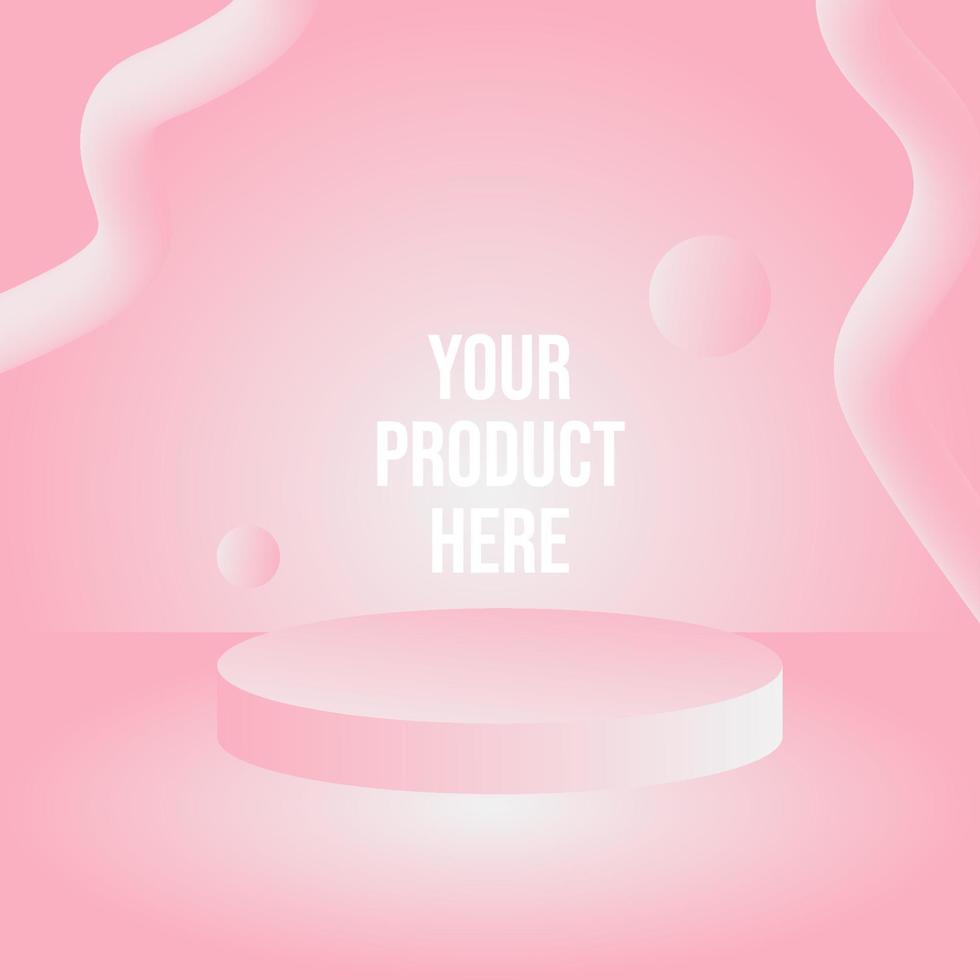 Podium in pink fluid gradient background for product presentation 3d render 3d illustration vector