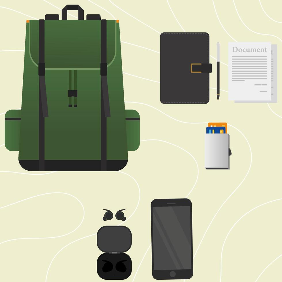 everyday carry in Flat Design Style vector