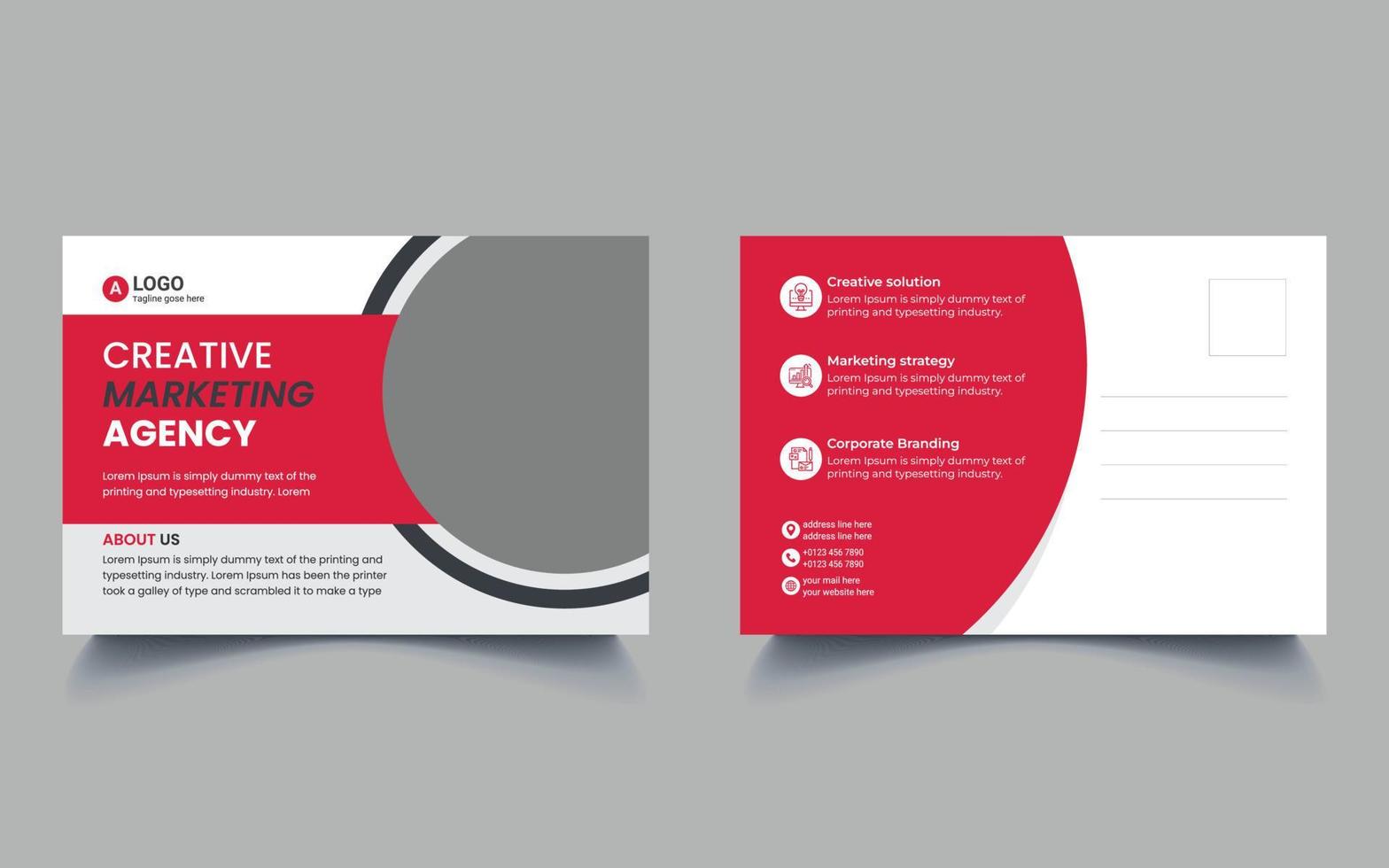 corporate postcard design template vector