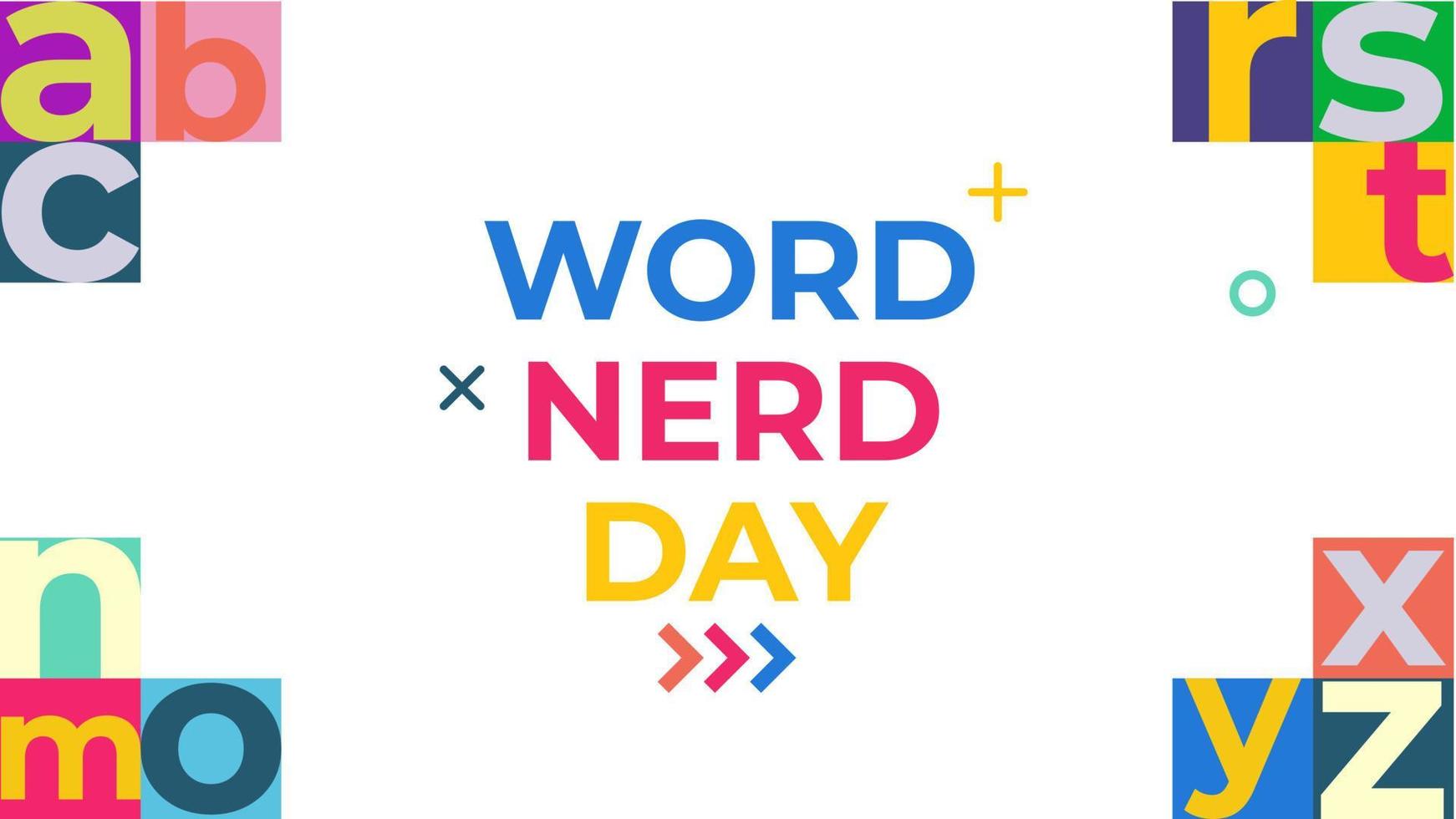 palabra nerd día alfabeto copia espacio fondo vector estilo plano. adecuado para póster, portada, web, banner de redes sociales.