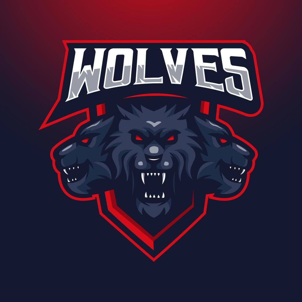 vector de diseño de logotipo de esport de lobo para deportes de equipo y juegos