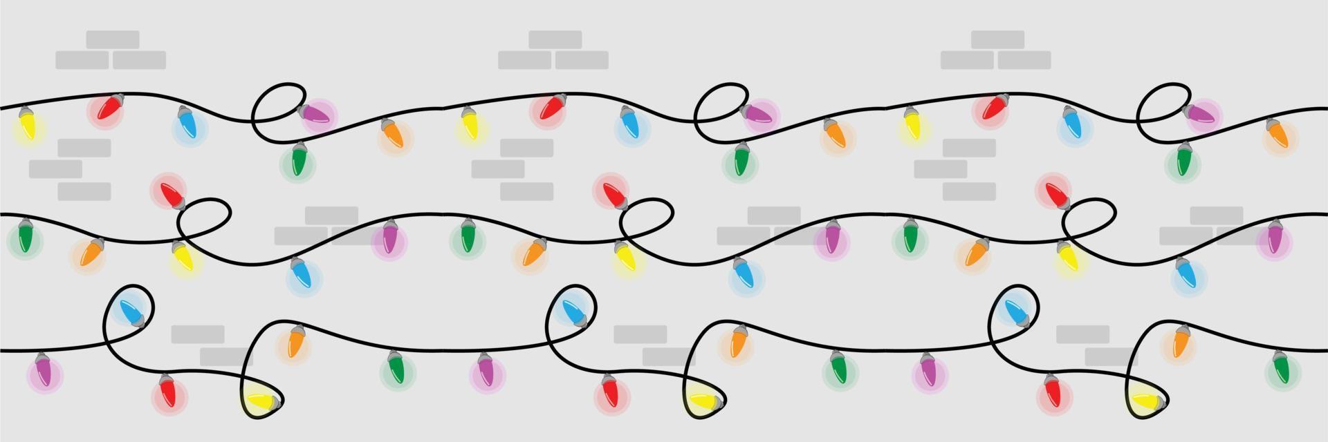 Christmas lights background. decoration seamless pattern Vector