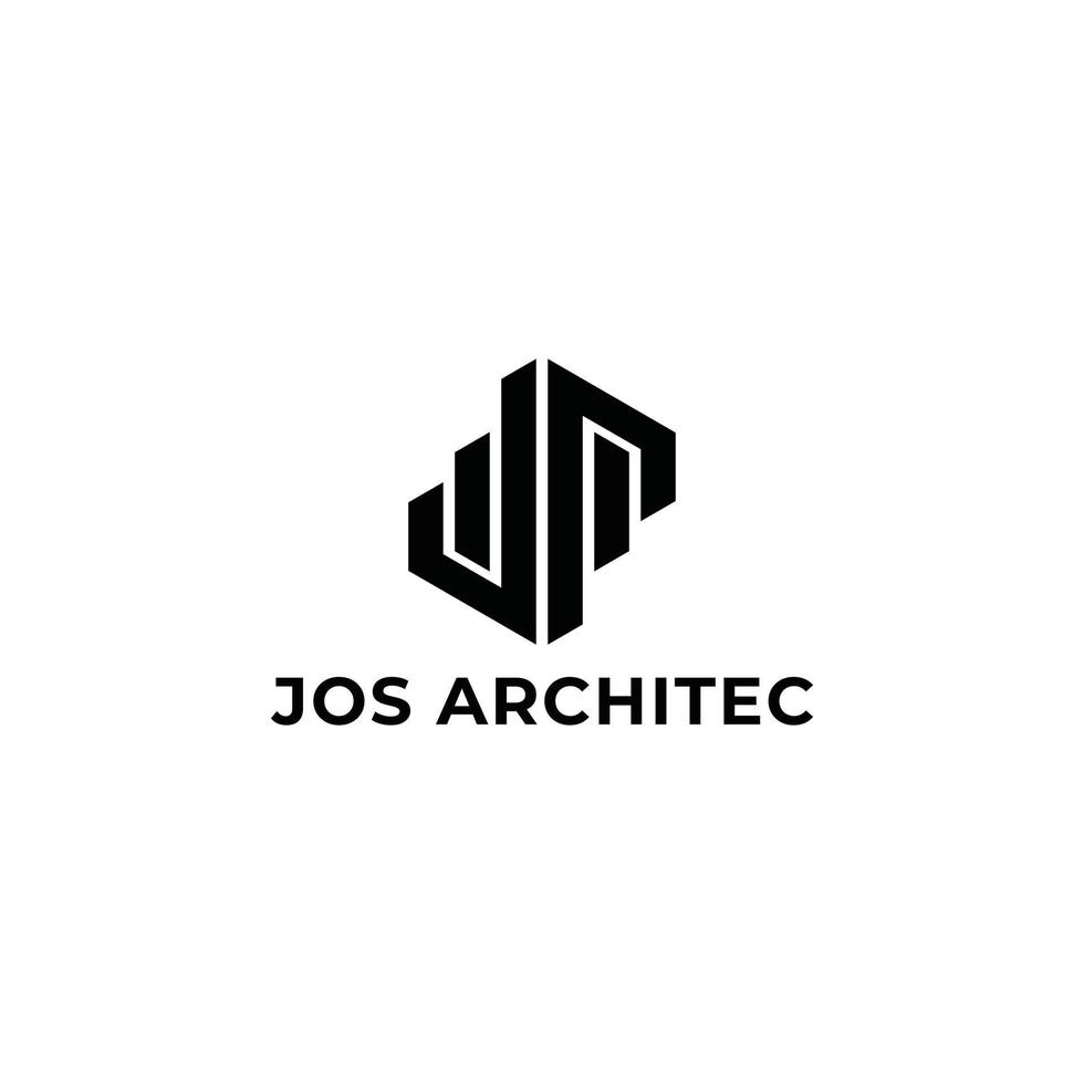 letra inicial abstracta ja o logotipo aj en color negro aislado en fondo blanco aplicado para el logotipo del estudio de arquitectura también adecuado para las marcas o empresas que tienen el nombre inicial aj o ja. vector