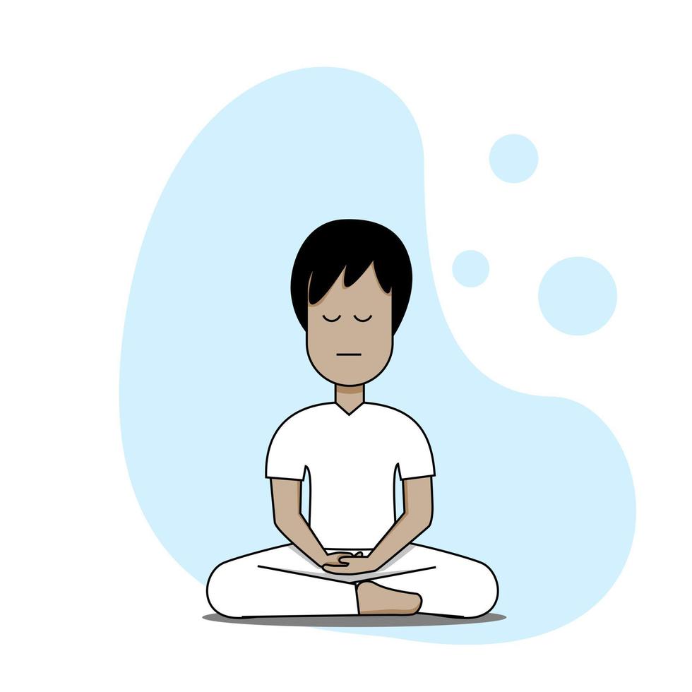 man meditate cartoon vector