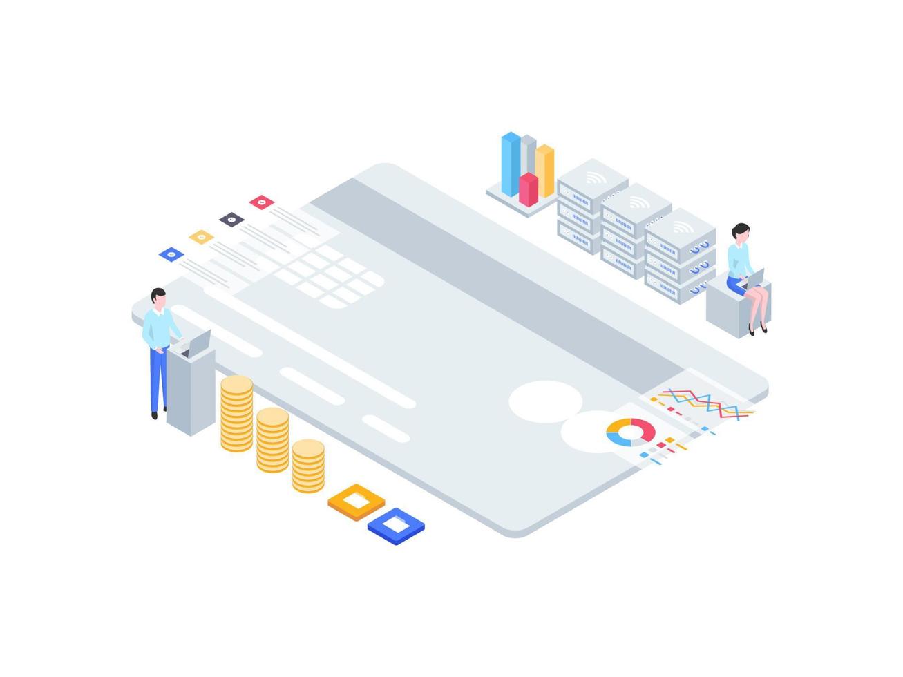 Business finance Isometric Illustration. Suitable for Mobile App, Website, Banner, Diagrams, Infographics, and Other Graphic Assets. vector