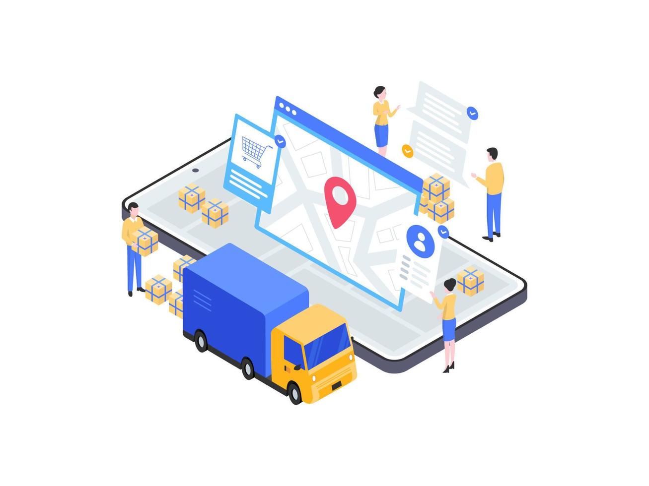 Package Sent Isometric Illustration. Suitable for Mobile App, Website, Banner, Diagrams, Infographics, and Other Graphic Assets. vector