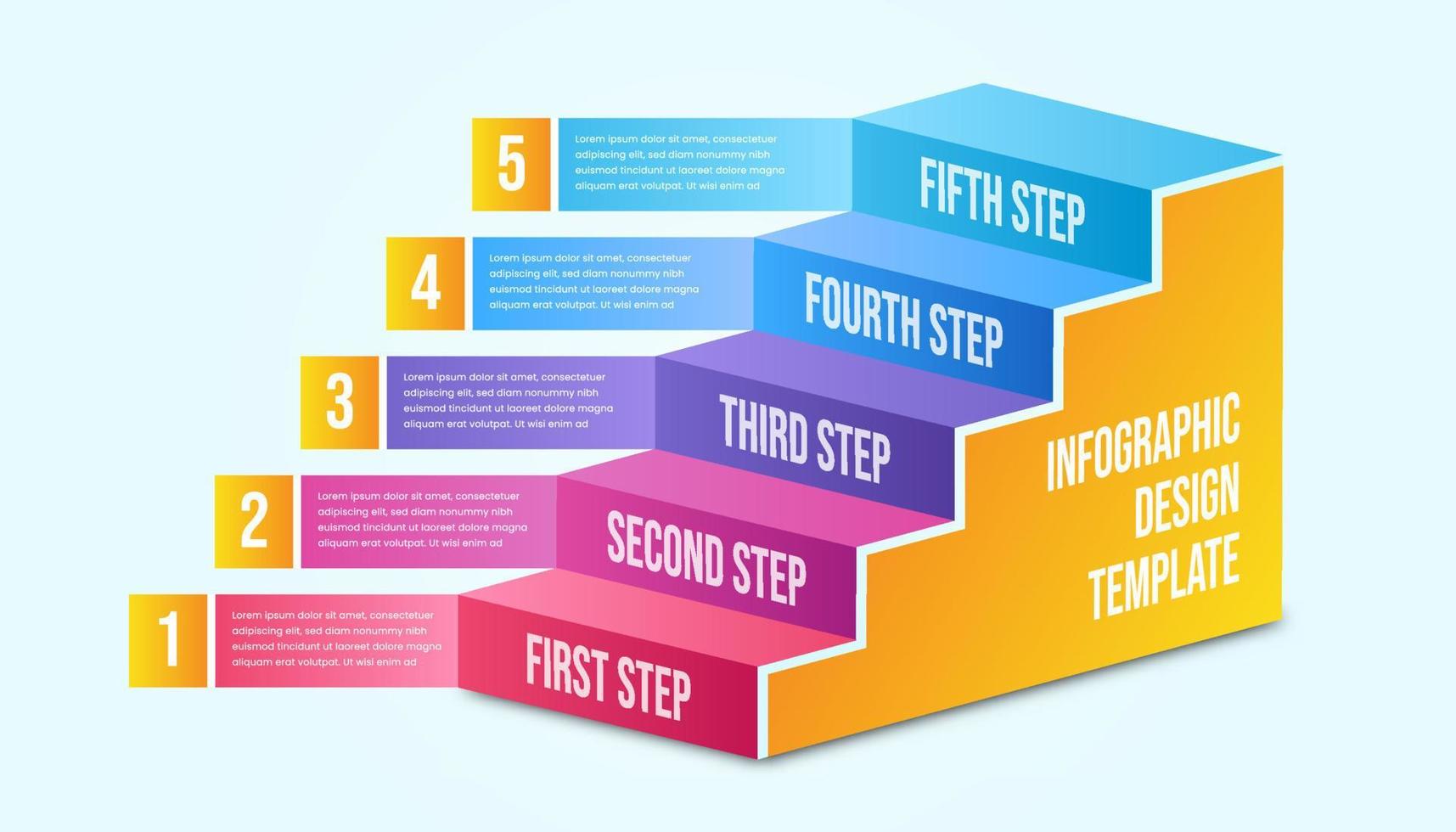 Business infographic five steps. Colorful modern timeline infographic template. vector