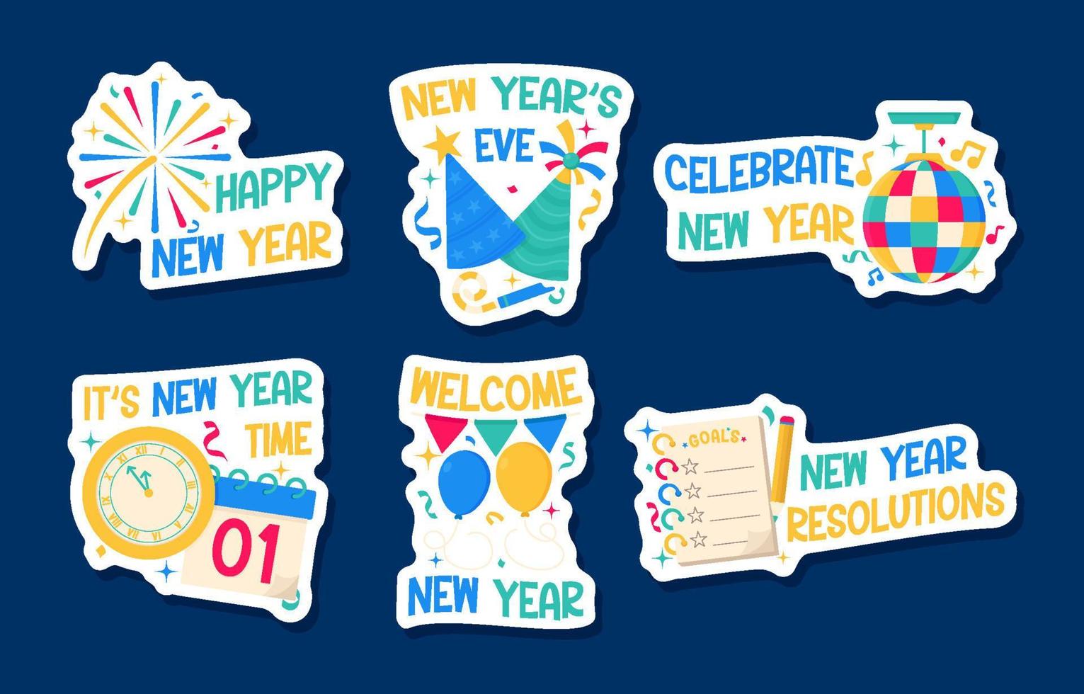 Happy New Year Greeting Chat Stickers vector