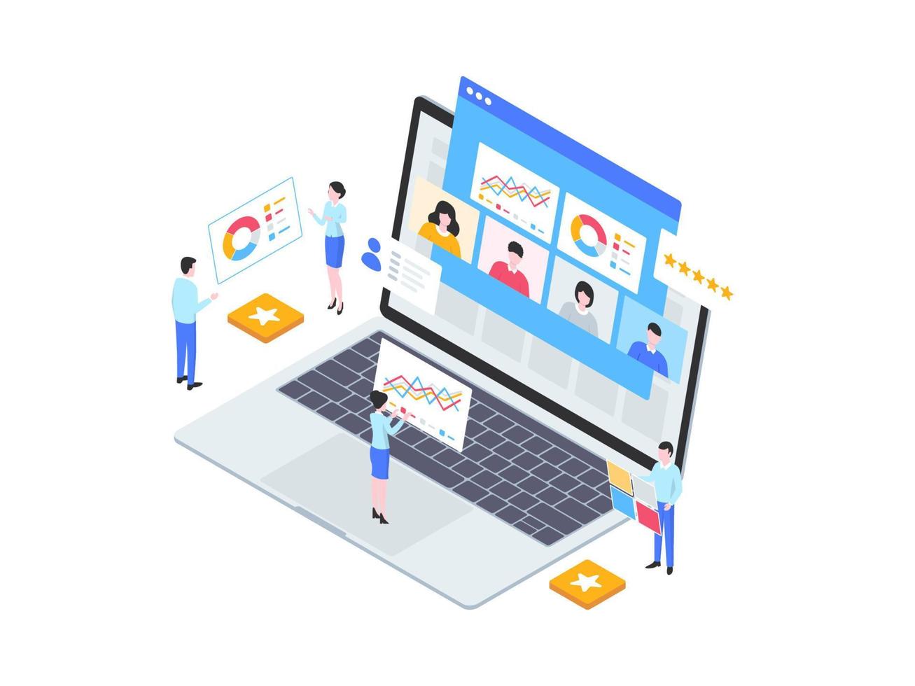 Employee Performance Isometric Illustration. Suitable for Mobile App, Website, Banner, Diagrams, Infographics, and Other Graphic Assets. vector