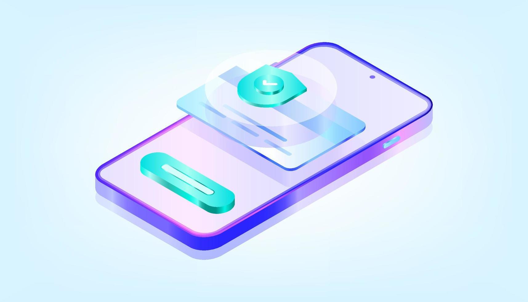 Online mobile app payment security. Payment verification. 3D Gradient Web Vector Illustrations. Suitable for ui, ux, web, mobile, banner and infographic.