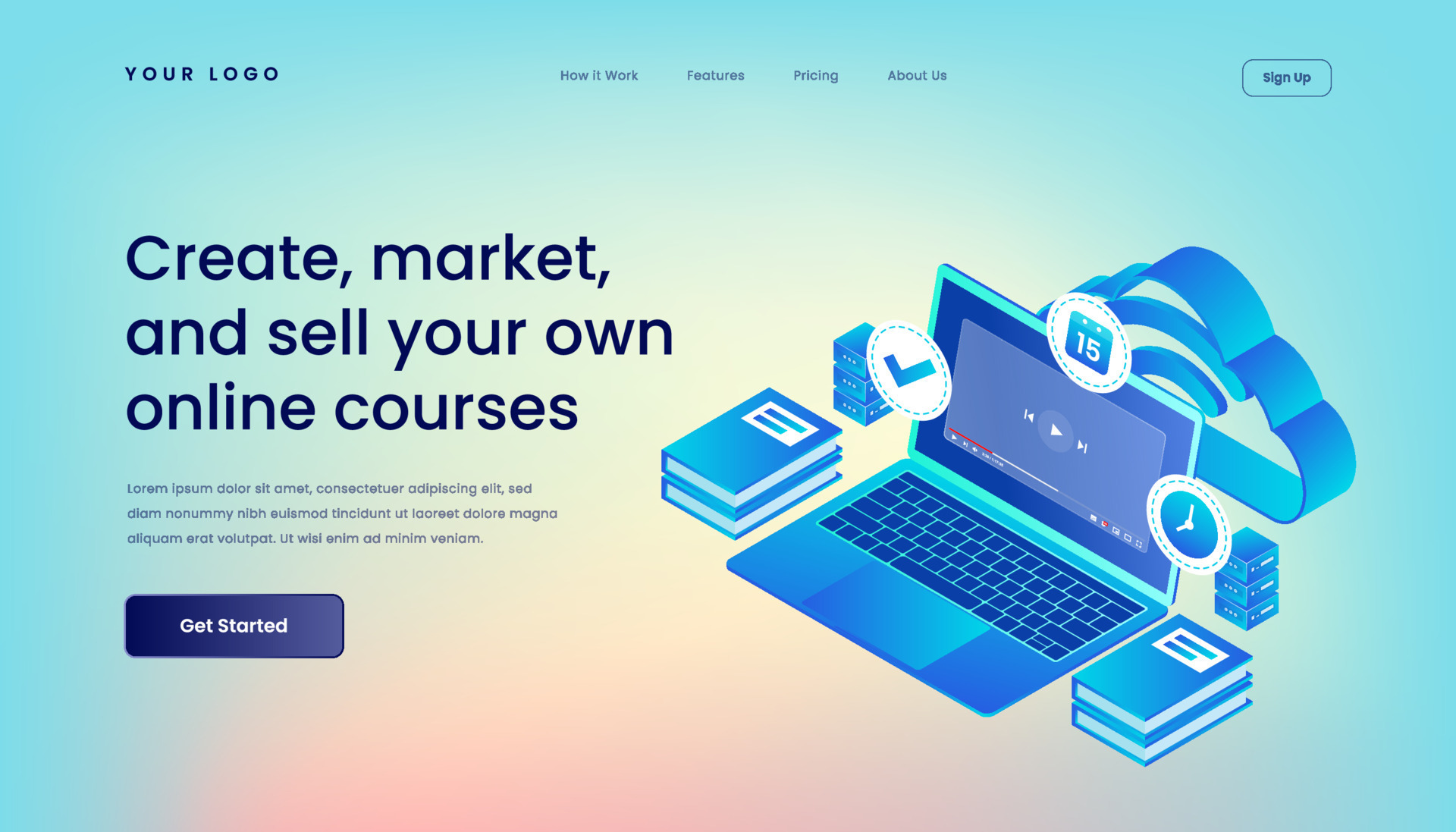 Create, market, and sell your own online courses Landing Page Template Create, market, and sell your own online courses Landing Page Template