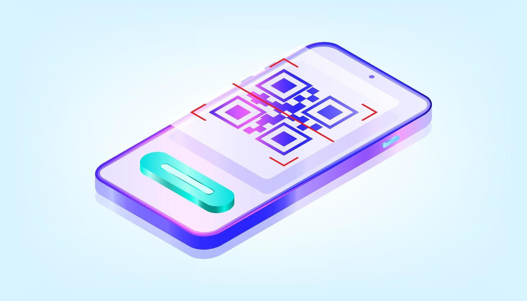 escáner de código qr de aplicación móvil en línea. Ilustraciones de vectores web de gradiente 3d. adecuado para ui, ux, web, móvil, banner e infografía.