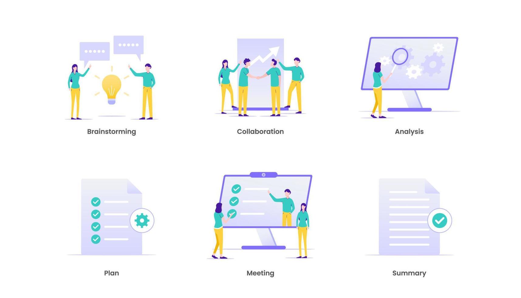 Briefing of business plan, collaboration, brainstorming, meeting, communication and planning. Brief Vector illustration concept. Suitable for ui, ux, web, mobile, banner and infographic.