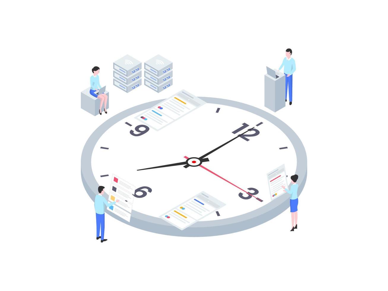 Business Time Management Isometric Illustration. Suitable for Mobile App, Website, Banner, Diagrams, Infographics, and Other Graphic Assets. vector