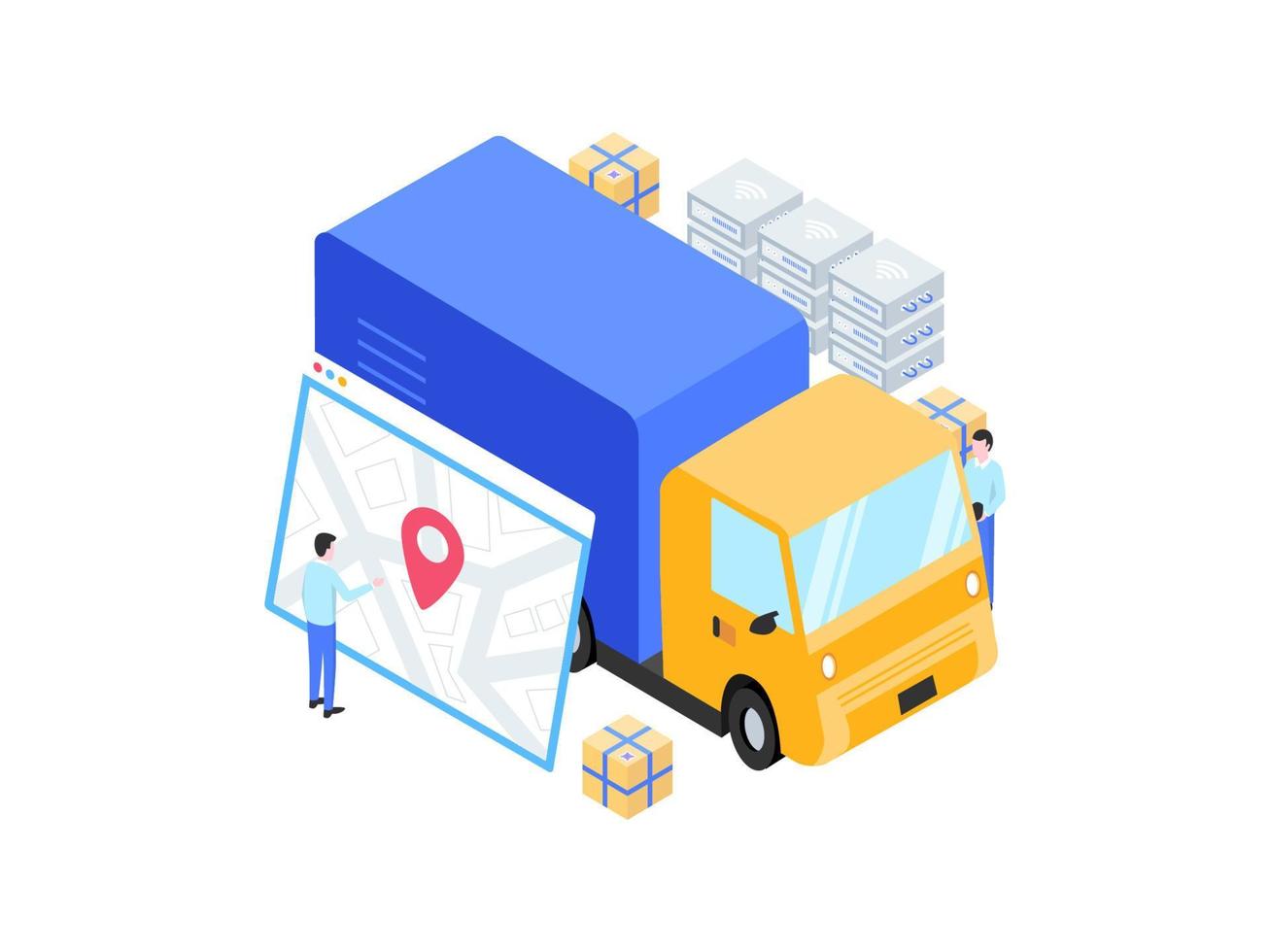 Package Sent Tracking Isometric Illustration. Suitable for Mobile App, Website, Banner, Diagrams, Infographics, and Other Graphic Assets. vector