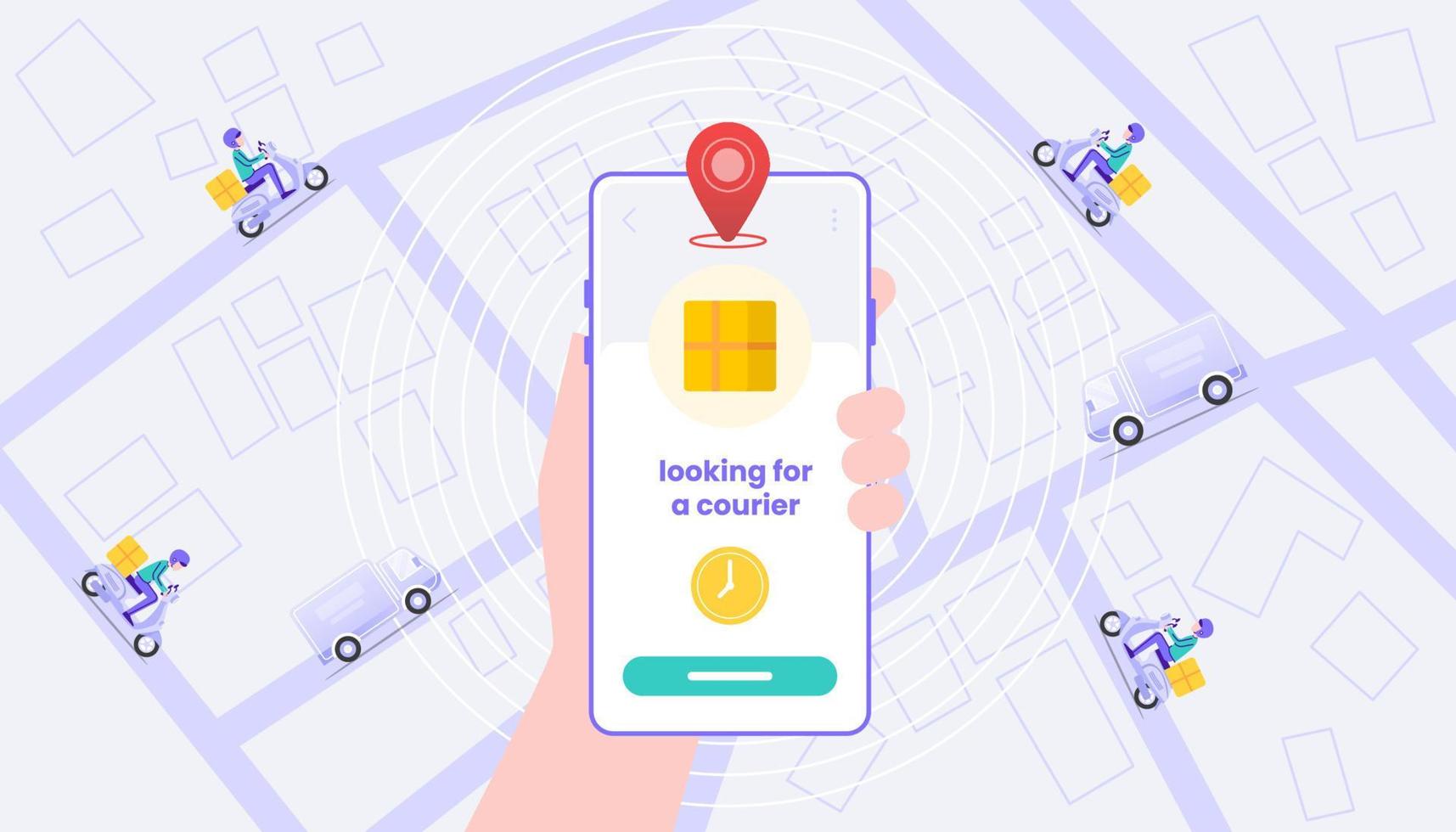 Looking  for a courier illustration. Suitable for user interface, ui, ux, web, mobile, banner and infographic. vector
