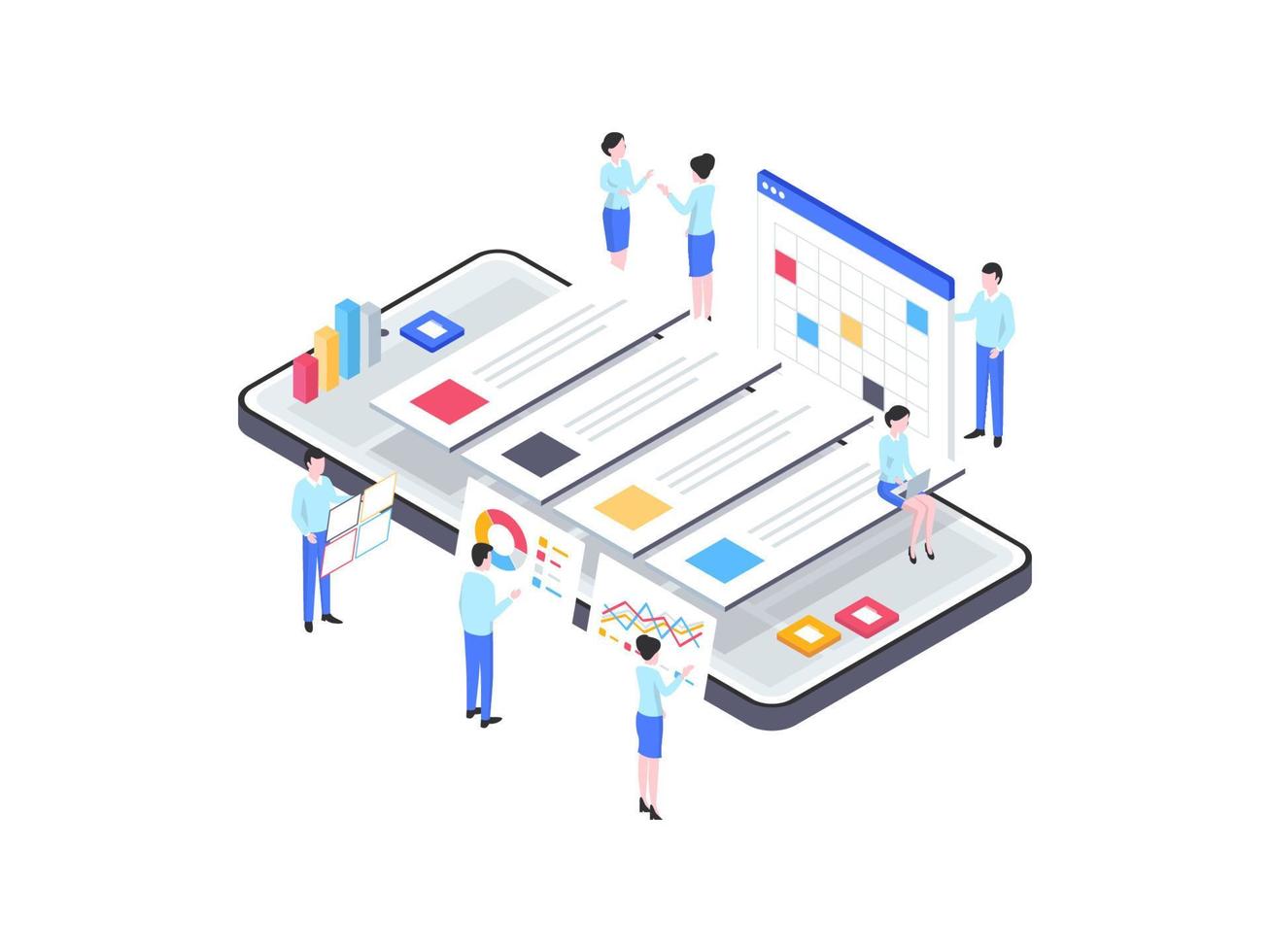 Project Management Isometric Illustration. Suitable for Mobile App ...