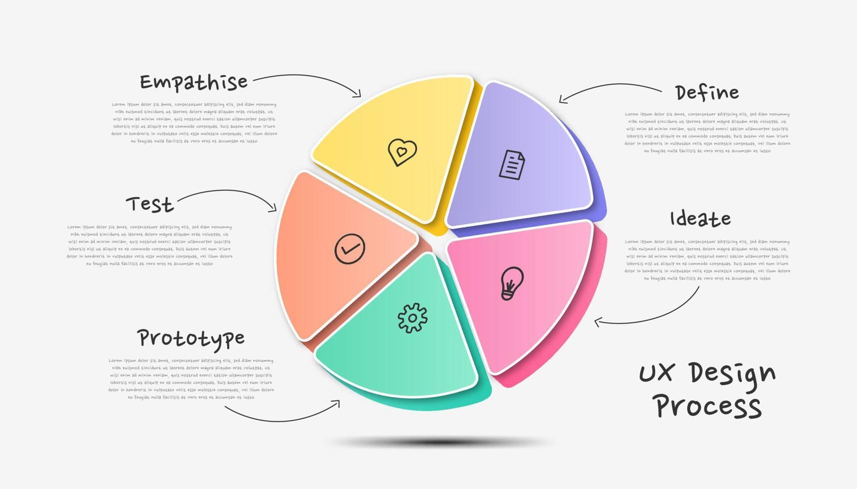 Infographic UX design process. Colorful modern process infographic template. vector