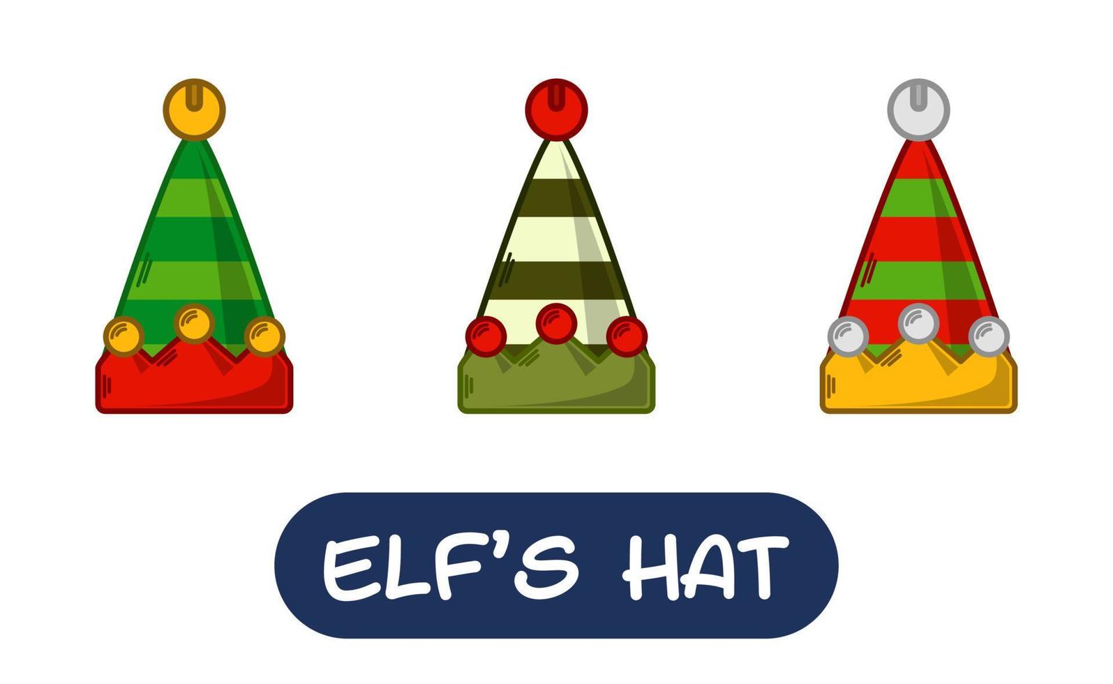 ilustración de sombrero de elfo de dibujos animados. conjunto de colores de variación. 10 pasos vectoriales vector
