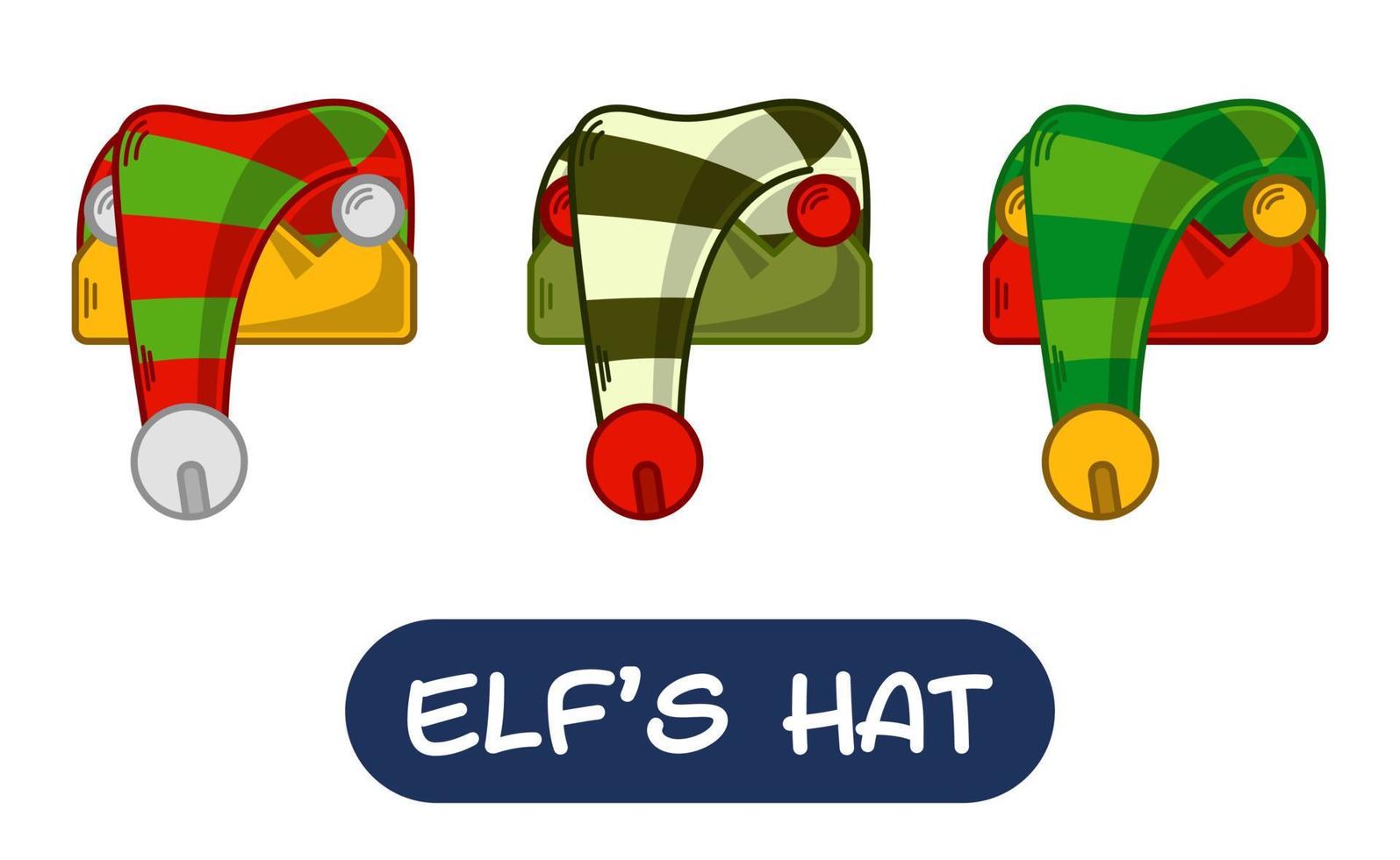 Cartoon Elf Hat Illustration. Set of Variation Colors. EPS 10 Vector