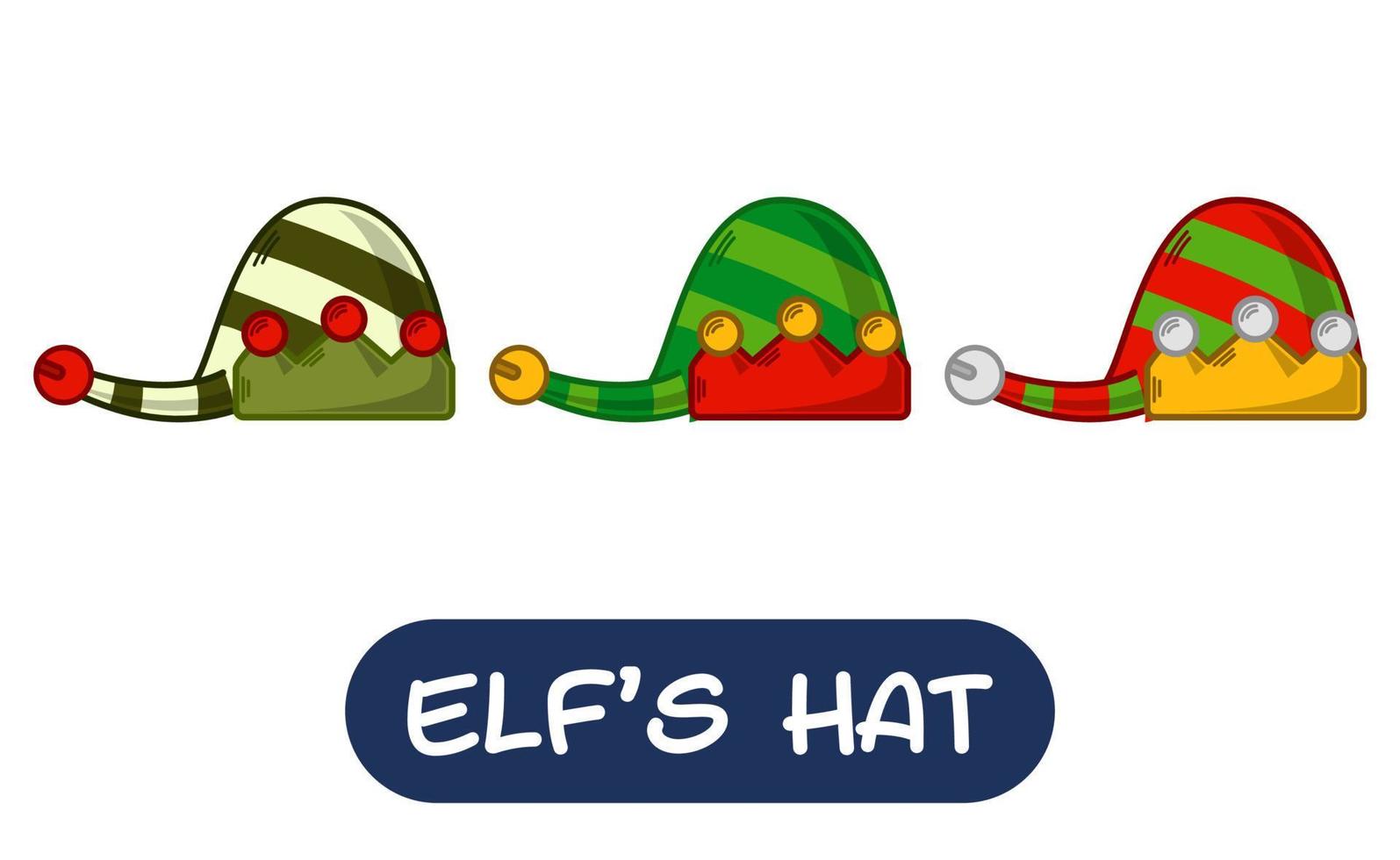 Cartoon Elf Hat Illustration. Set of Variation Colors. EPS 10 Vector