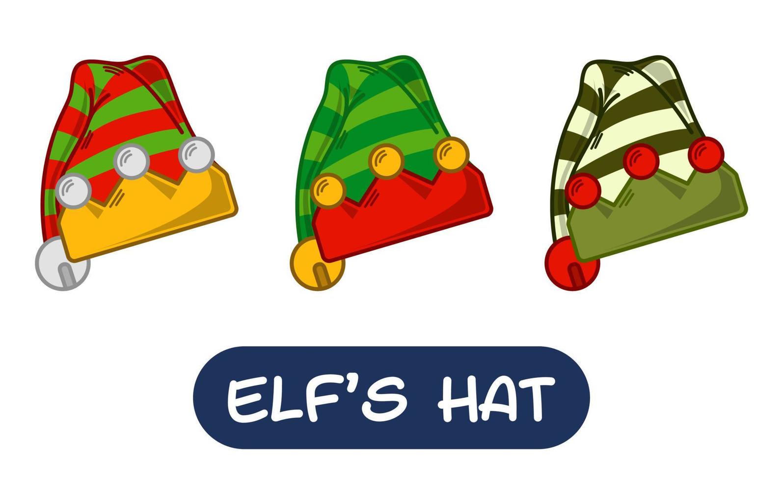 Cartoon Elf Hat Illustration. Set of Variation Colors. EPS 10 Vector