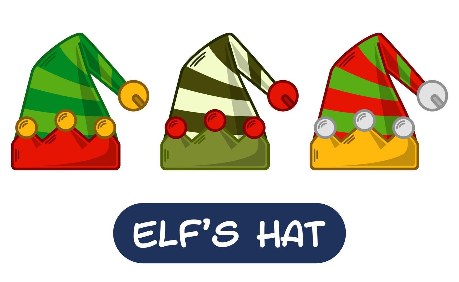 Cartoon Elf Hat Illustration. Set of Variation Colors. EPS 10 Vector