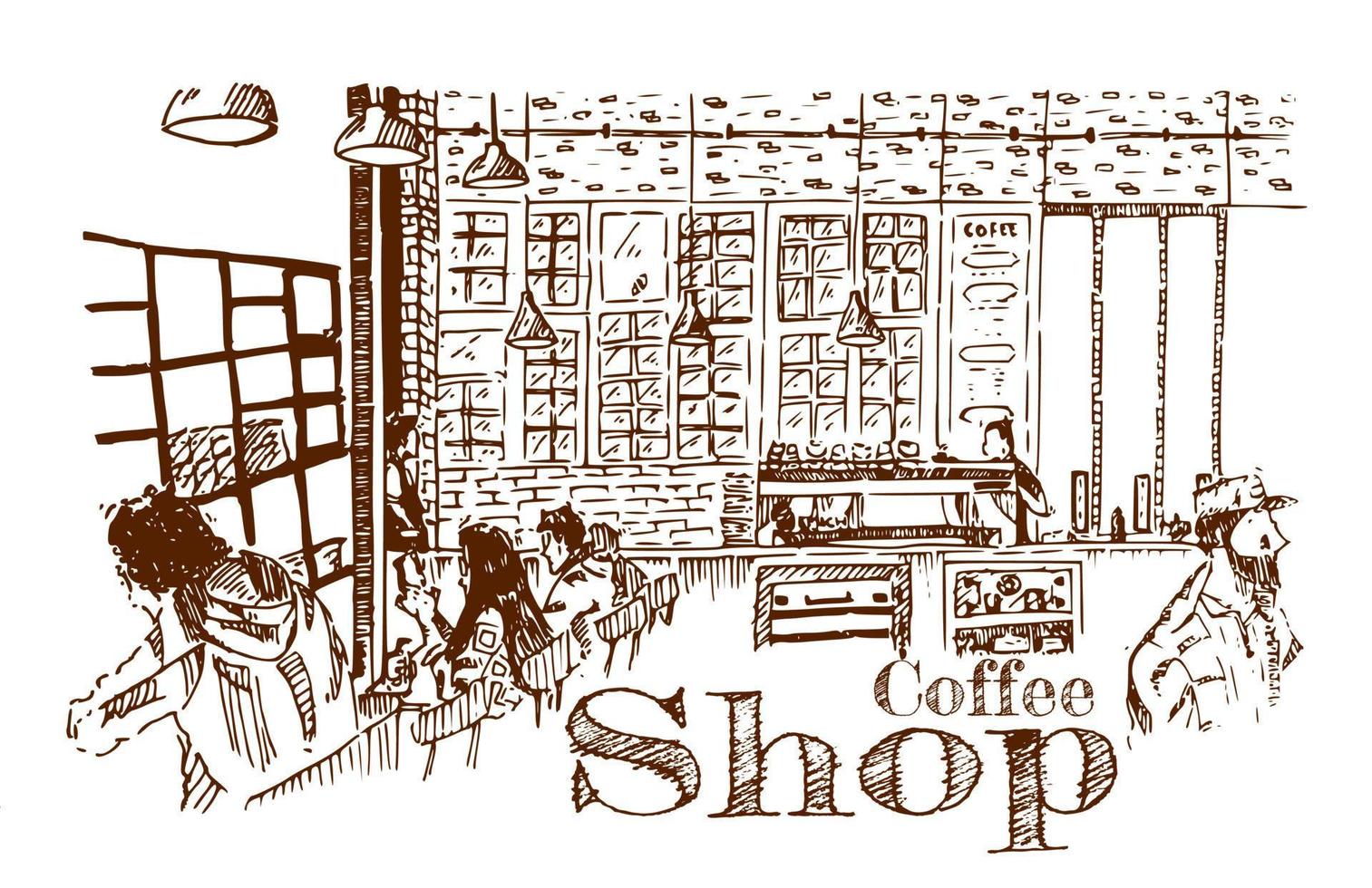 Coffee Shop Hand drawn vector illustration