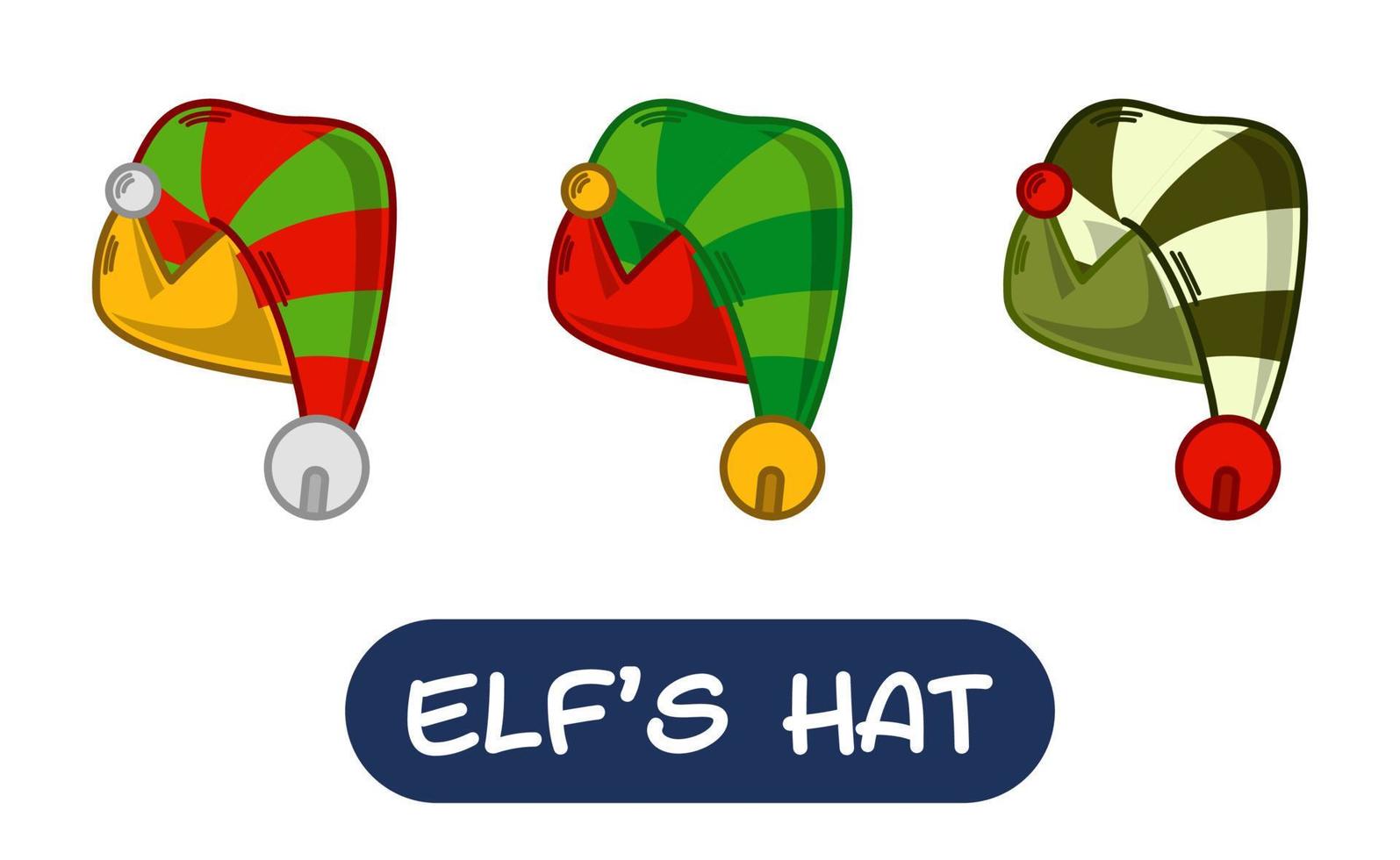 Cartoon Elf Hat Illustration. Set of Variation Colors. EPS 10 Vector